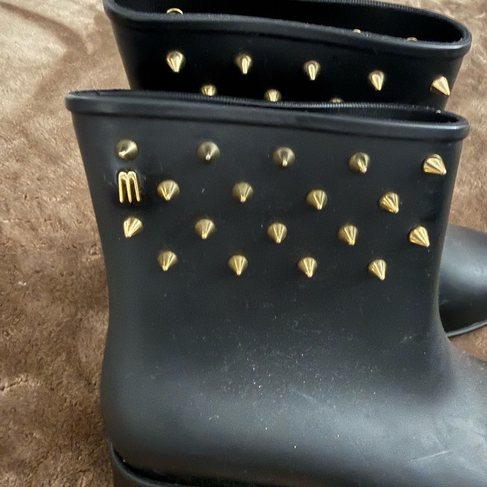 Melissa Black Booties with Gold Accents